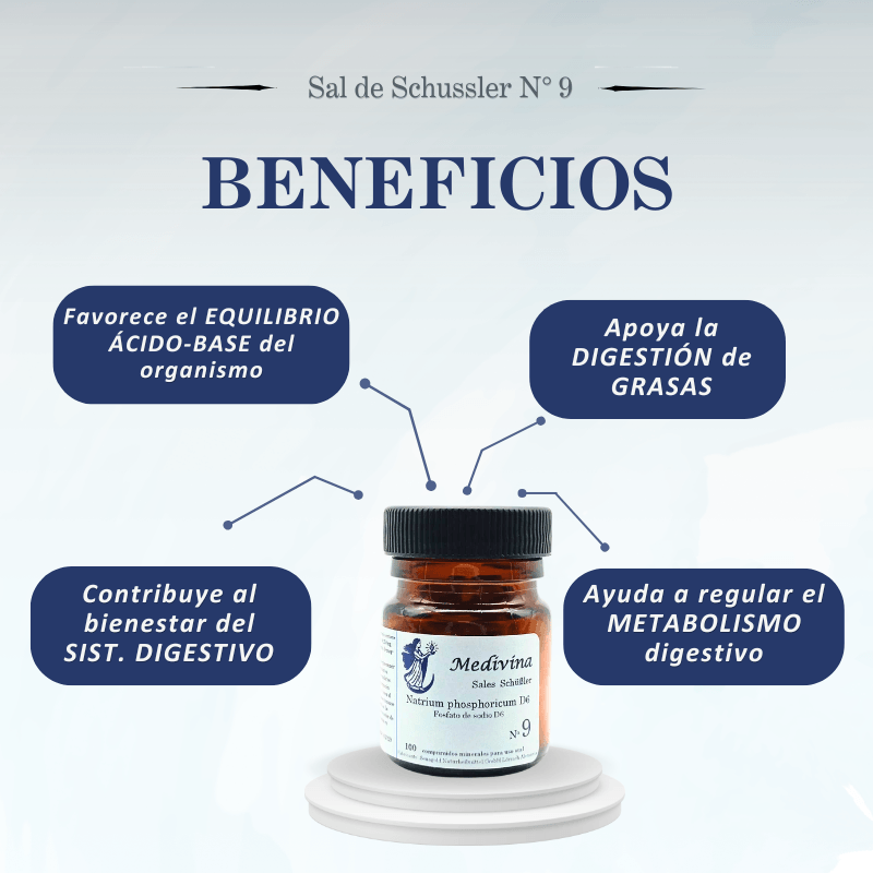 Sal de Schüssler Nº9 Natrium Phosphoricum – Acidez, digestión y metabolismo de grasas